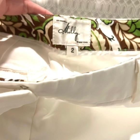 Milly,Luxury Clothier, White Belled Pants Made From Rich Italian Fabric, EUC, 2 - Picture 3 of 10